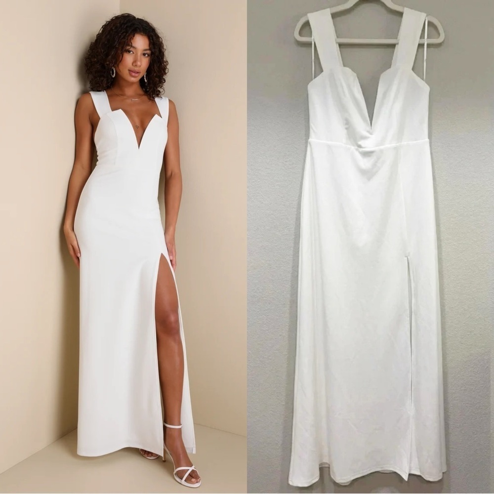 NWOT Lulus Daring Elegance White Sleeveless Mermaid Maxi Dress